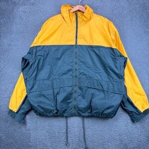 USA Olympic‎ Mens XL Green Yellow Colorblock Nylon Windbreaker Jacket Full Zip